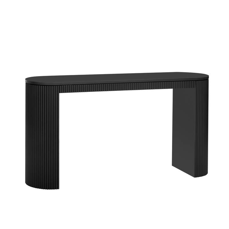 59.2" Modern Console Table with Vertical Striped Legs and Oval Desktop