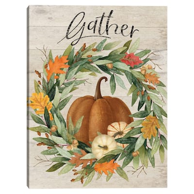 Gather Fall Wreath by Beth Albert Canvas Art Print