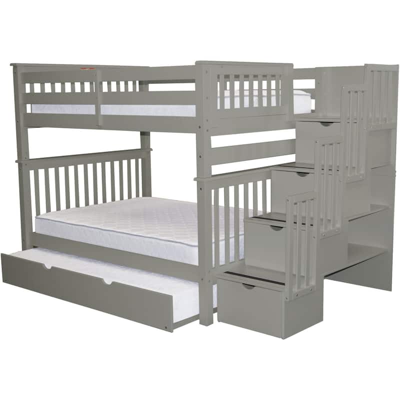 Taylor & Olive Trillium Full over Full Stairway Bunk Bed, Twin Trundle