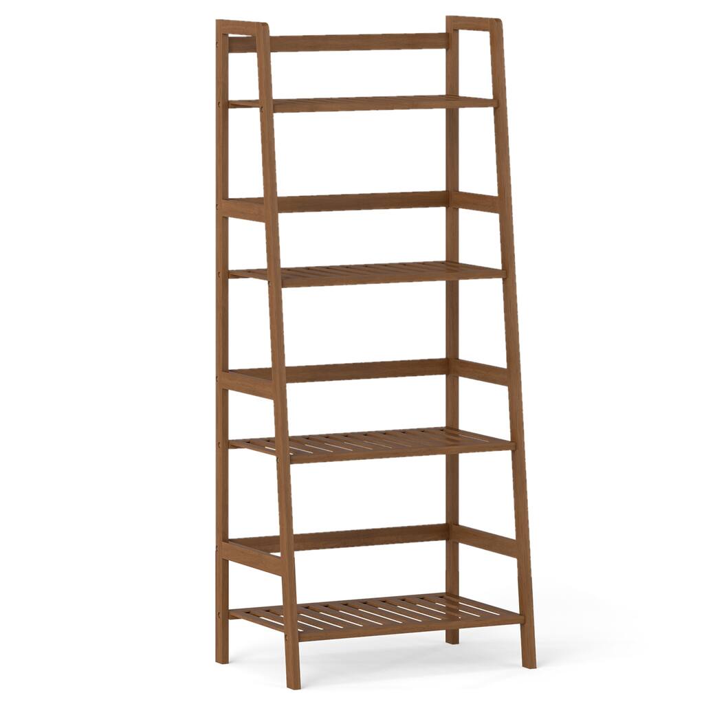 Gymax 4-Tier Bamboo Ladder Shelf Plant Display Stand Rack Bookshelf