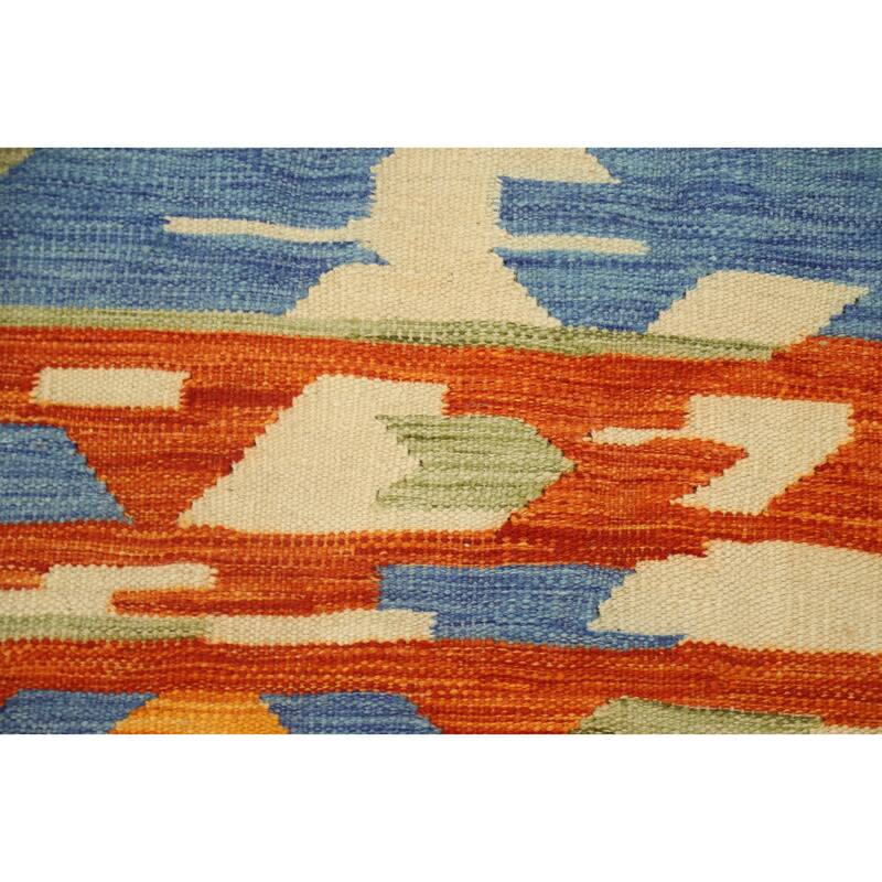 Hand Woven Oriental 100% Wool Carpet Southwestern Modern Multi-Colored Kilim Area Rug - 5' 1'' X 3' 5''