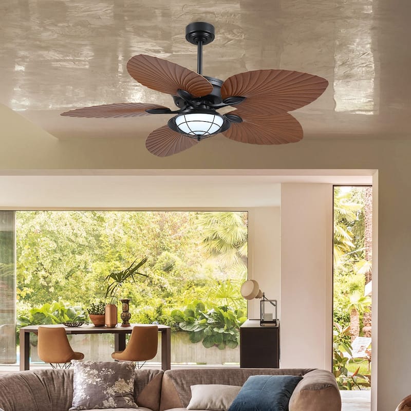 52" Tropical Ceiling Fan with Light and Remote,Indoor and Outdoor Ceiling Fan,Waterproof - 52 Inches