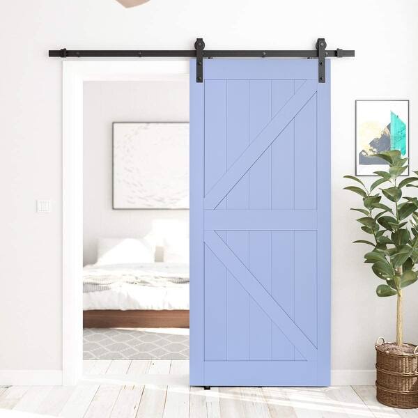 Clihome Paneled Manufactured Wood Anjou Barn Door with Installation