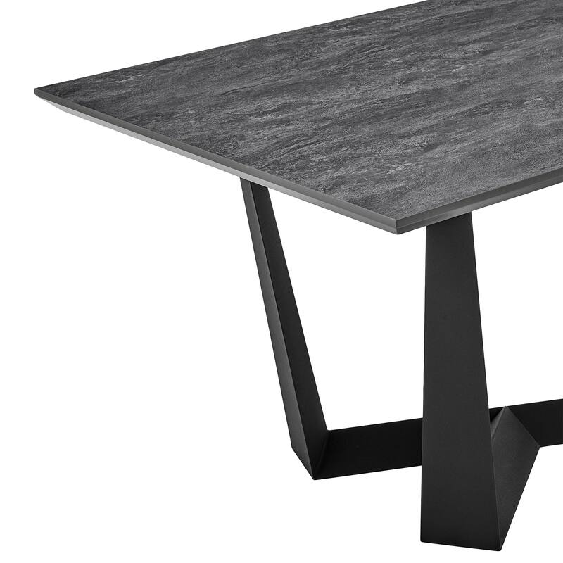 Radford Light or Dark Gray Rectangle 71" Dining Table with Black Base