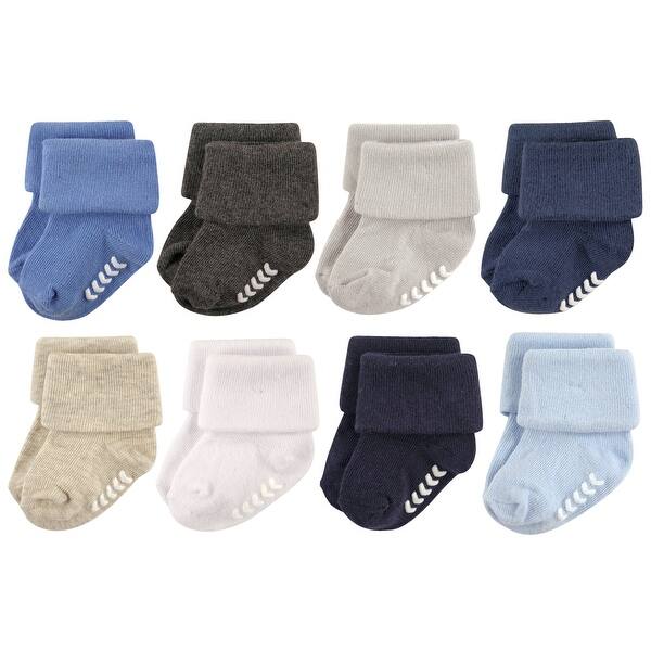 slide 1 of 1, Hudson Baby Infant Boy Cotton Rich Newborn and Terry Socks, Blue Gray 0-6 Months - Blue Gray