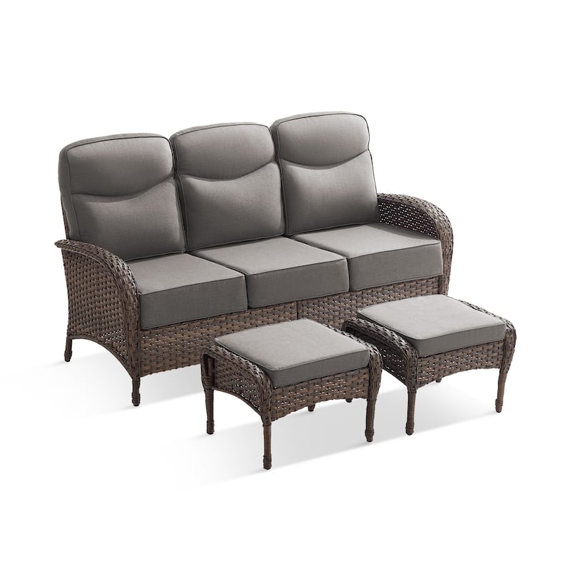 Pocassy Outdoor Sofa Swivel Chair and Ottman with Coffee Table