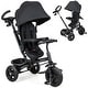 preview thumbnail 20 of 26, Gymax 4-in-1 Baby Tricycle Toddler Trike w/ Reversible Seat Canopy &