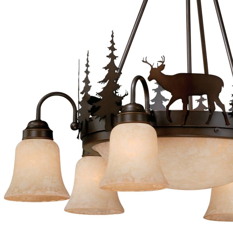 Deer Chandelier 9 Light Bronze Lodge Chandelier Antique Farmhouse Lighting - 27