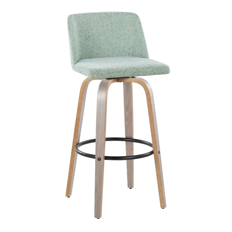 The Gray Barn Vallberga 30" Fixed-Height Bar Stool with Light Grey Wood Base (Set of 2)