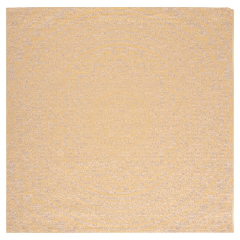 SAFAVIEH Courtyard Jantsje Indoor/ Outdoor Waterproof Patio Backyard Rug - 6'7" Square - Beige/Gold