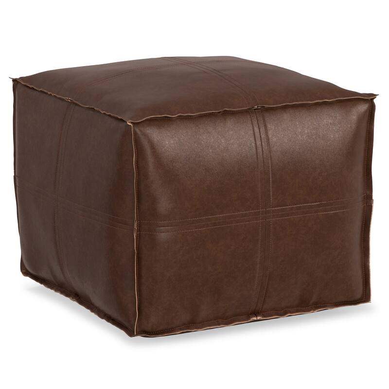 WYNDENHALL Wendal Boho Square Pouf in Faux Leather