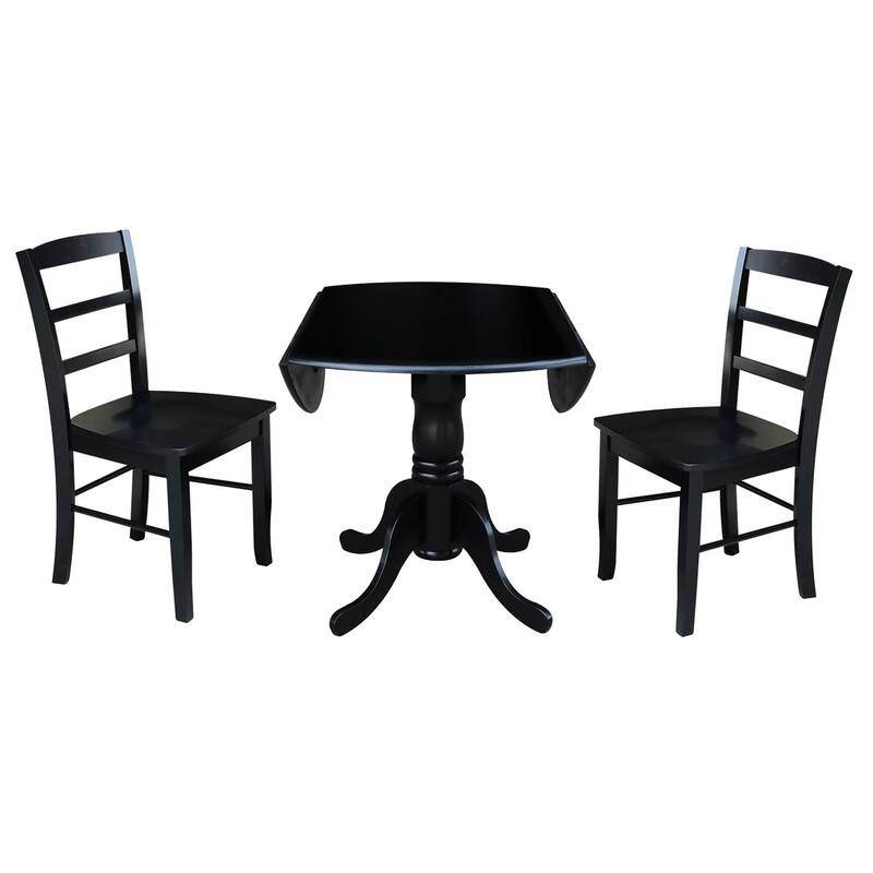 42-inch Dual Drop-leaf Pedestal 3-piece Dining Set