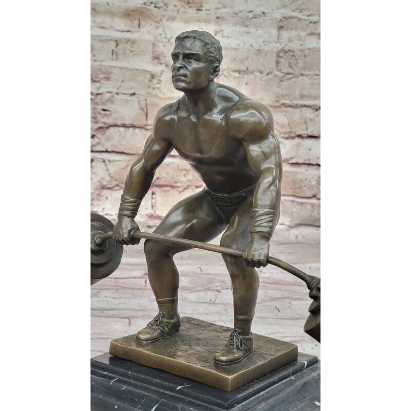 Deadlift Powerlifter Athlete Strongman Bodybuilder Bronze Statue Sculpture Trophy 8.5 Inches X 11 Inches