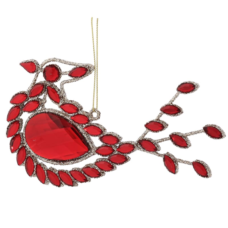 6.5" Glitter Wire Jeweled Cardinal Ornament