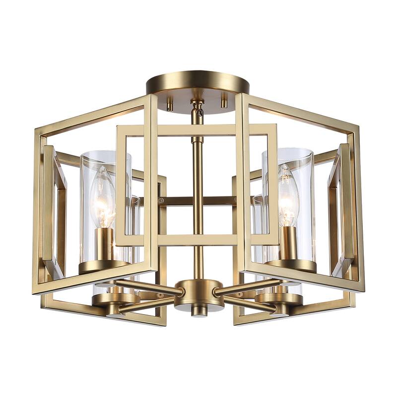 Marco 4-Light Flush Mount in Brushed Champagne Bronze with Clear Glass