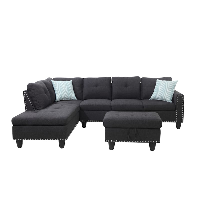 Left-Facing Sofa Chaise with Ottoman for Chic Living Rooms