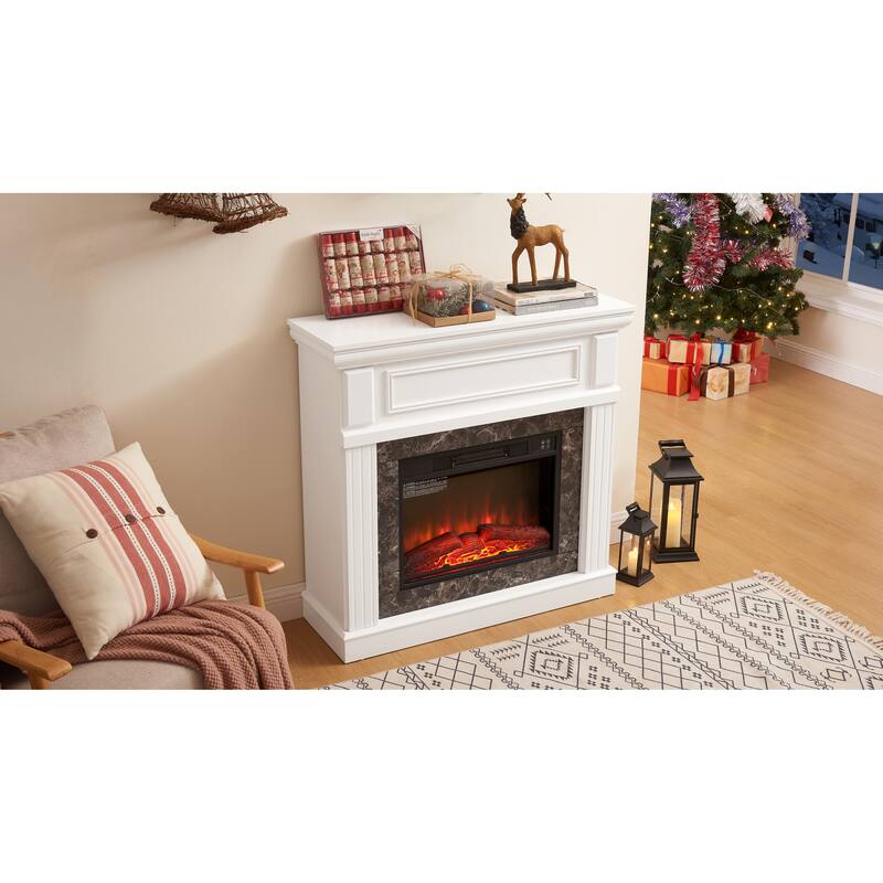 Electric Fireplace with Mantel,fireplace mantel surround with 23" Fireplace Insert, Adjustable Flame, Remote Control