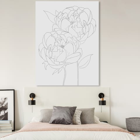 Oliver Gal 'Peonies' Floral and Botanical Wall Art Canvas Print Florals - Black, White