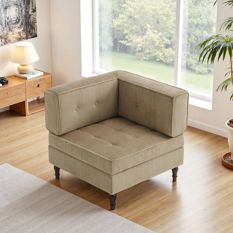 Modern Corduroy Corner Armchair Armless Chair sofa - Camel - Corner chair