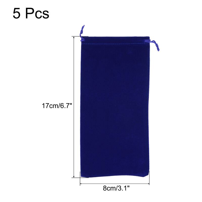 Microfiber Pouch Soft Storage Drawstring Gift Bags for Glasses Wedding - Dark Blue - 17x8cm