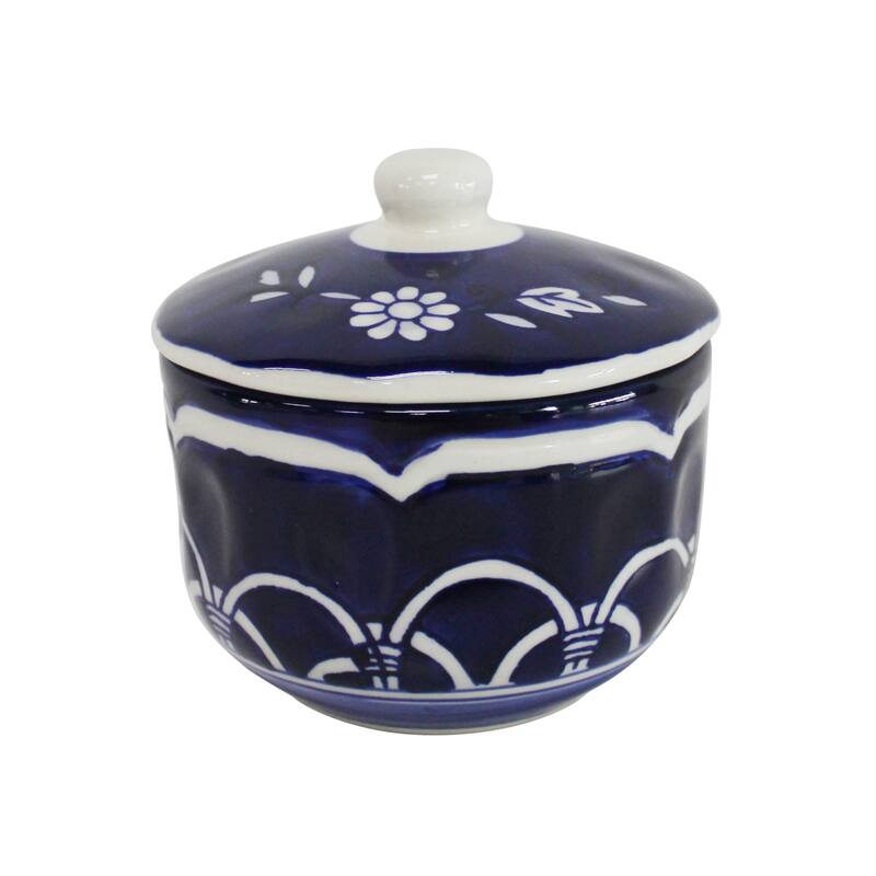 Euro Ceramica Blue Garden Breakfast Set (Sugar and Creamer) - 3.9 x 3.9 x 3.8 Sugar; 6.3 x 3.5 x 4 Creamer