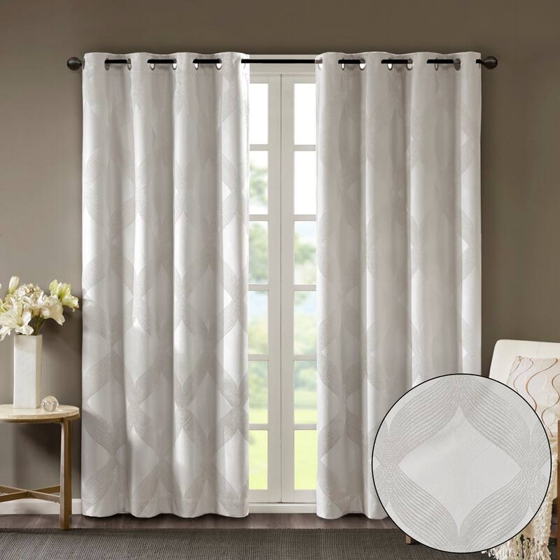 Ogee Knitted Jacquard Total Blackout Curtain Panel(Only 1 Pc Panel)