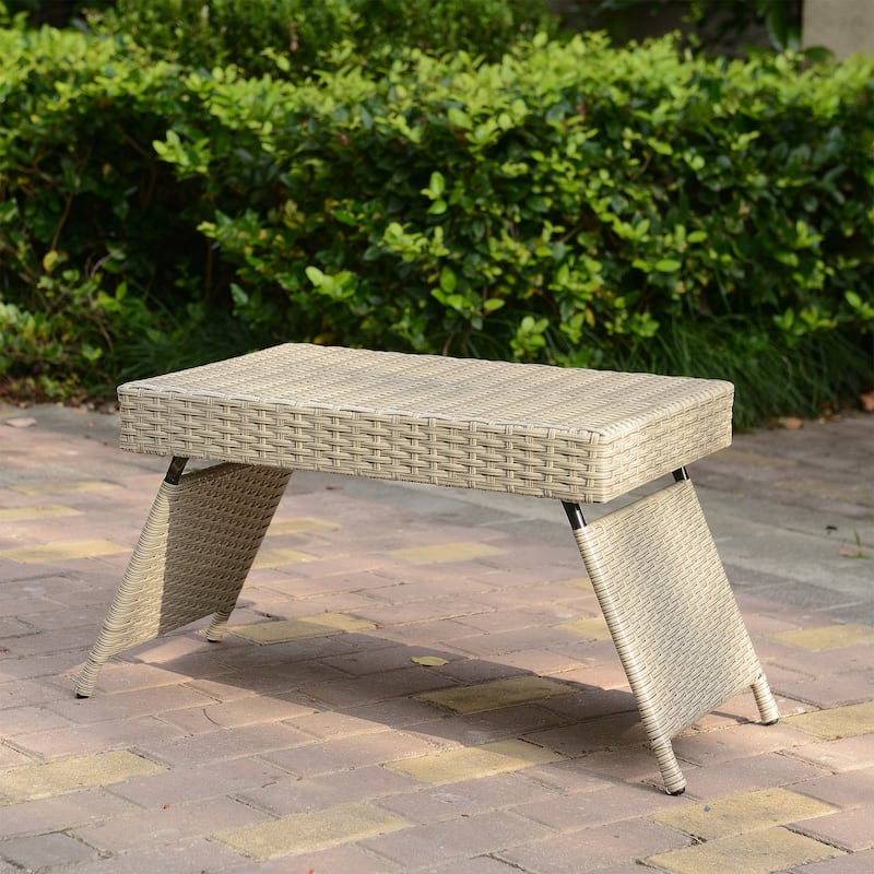 Outdoor Transitional Grey Wicker Adjustable Folding Table - 23.5" L x 16" W x 16" H