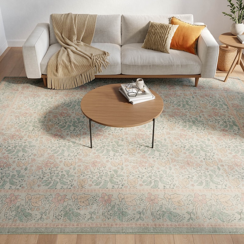 Nourison Botanical Washables Indoor only Textured Floral Area Rug