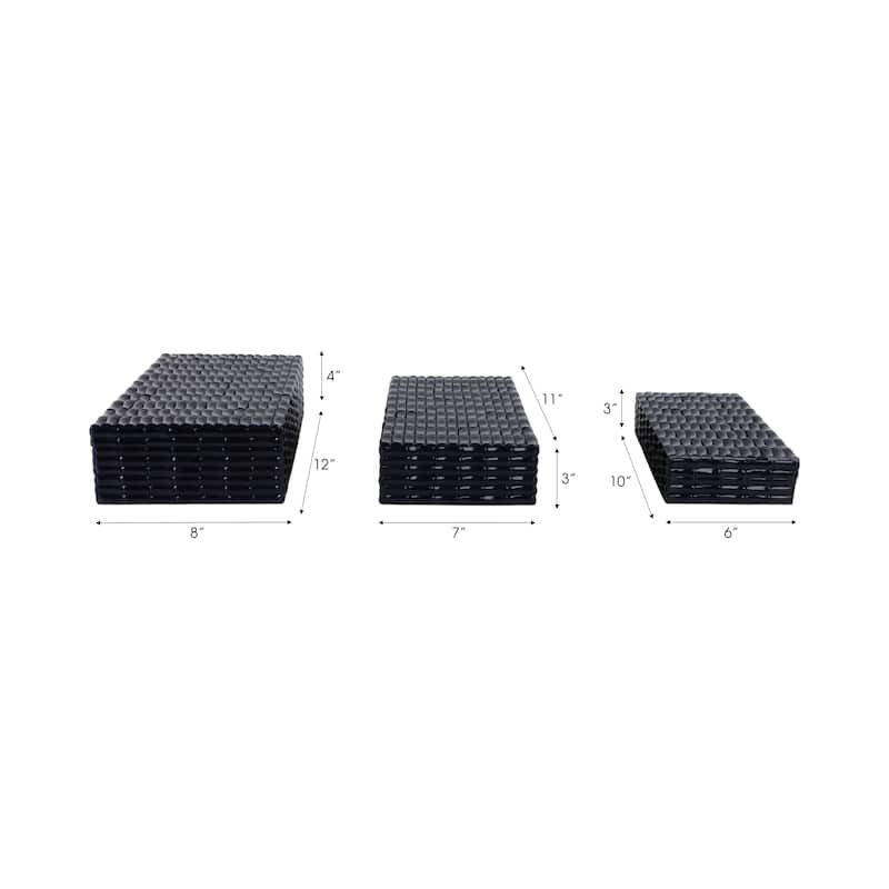 Resin Wood Storage Boxes Textured Design (Set of 3) - 3/4" Blue - 12" x 8" x 4"