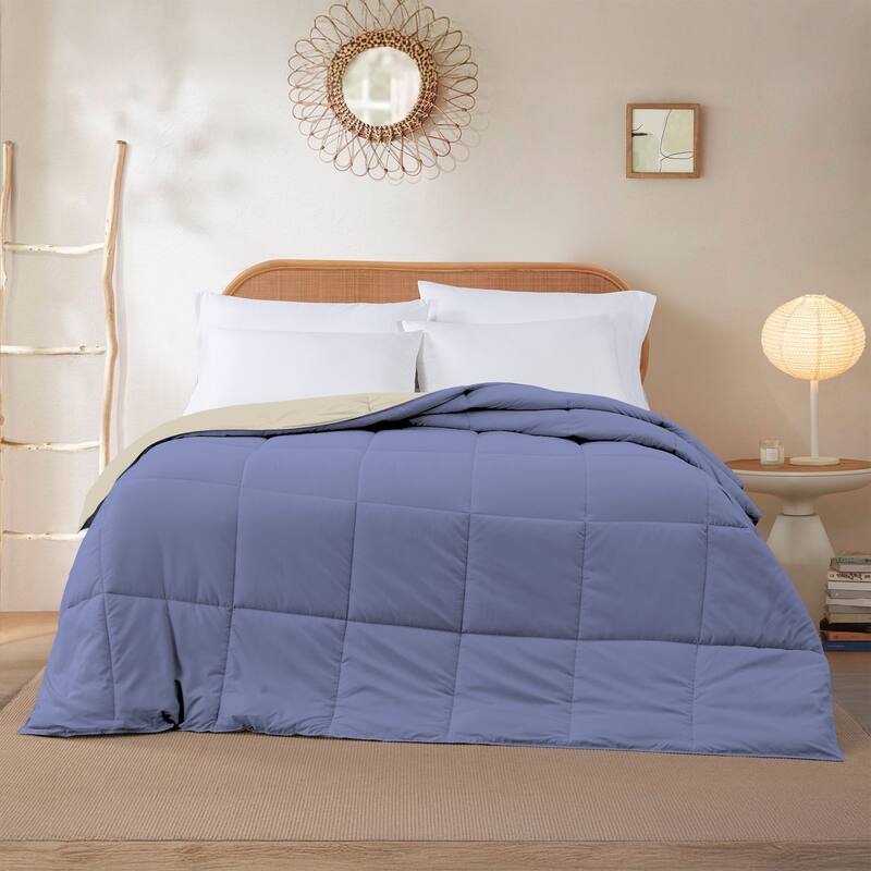 Modern Threads All-season Reversible Down Alternative Comforter - Full - Queen - Blue/Cream