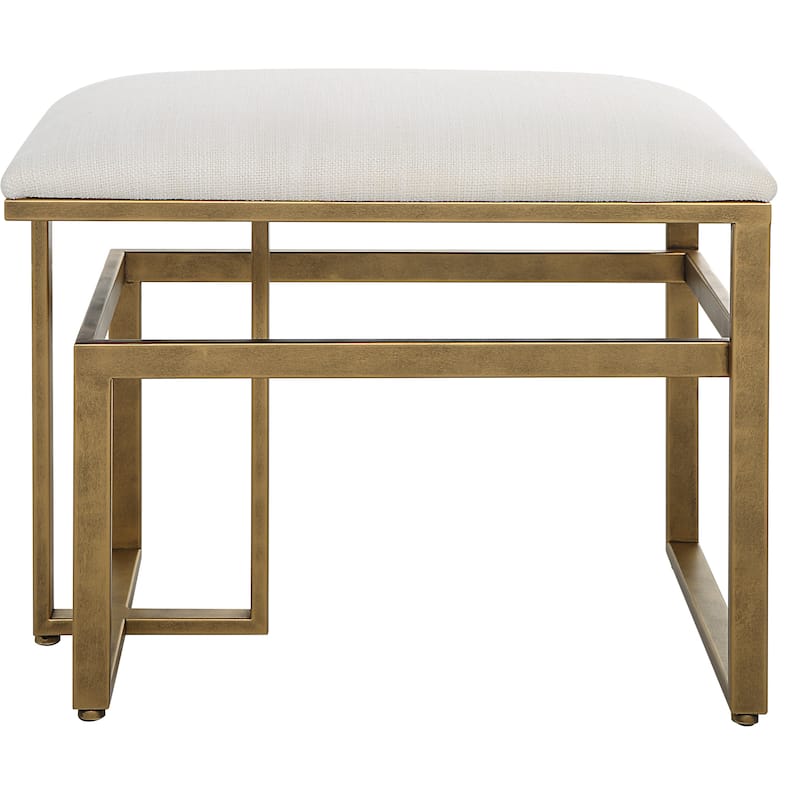 Modern Iron Bench - 15.75"D x 25.25"W x 19.25"H - White