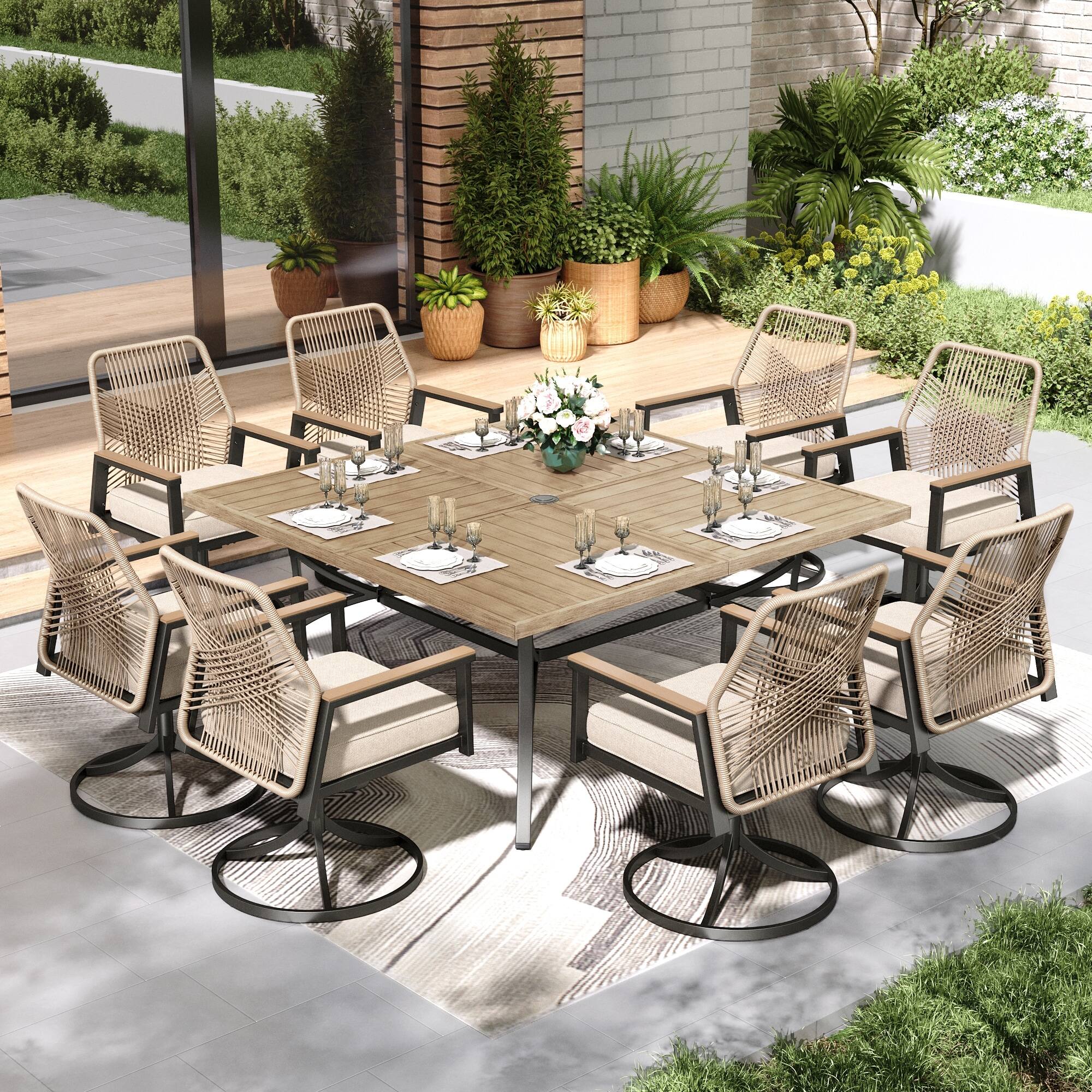 Option Brown Table Top + Swivel Chair