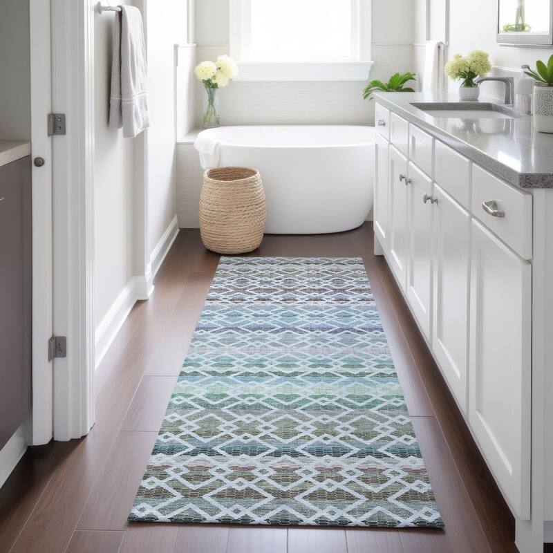 Machine Washable Indoor/ Outdoor Cabo Stripe Chantille Rug