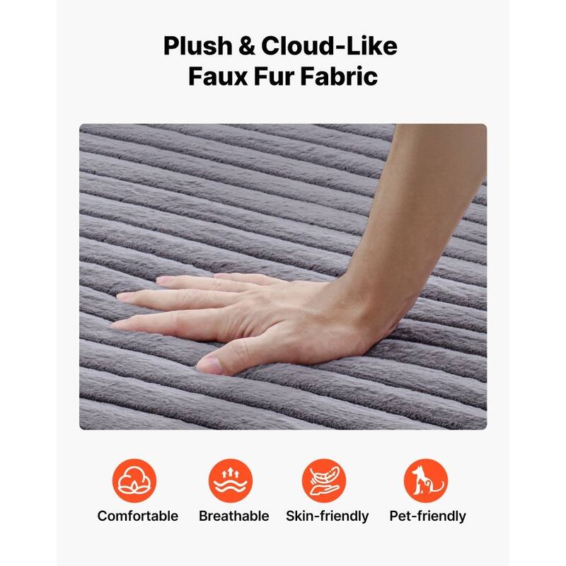 Faux Fur Chaise Lounge with Ergonomic Design, Pocket Springs and Pillows