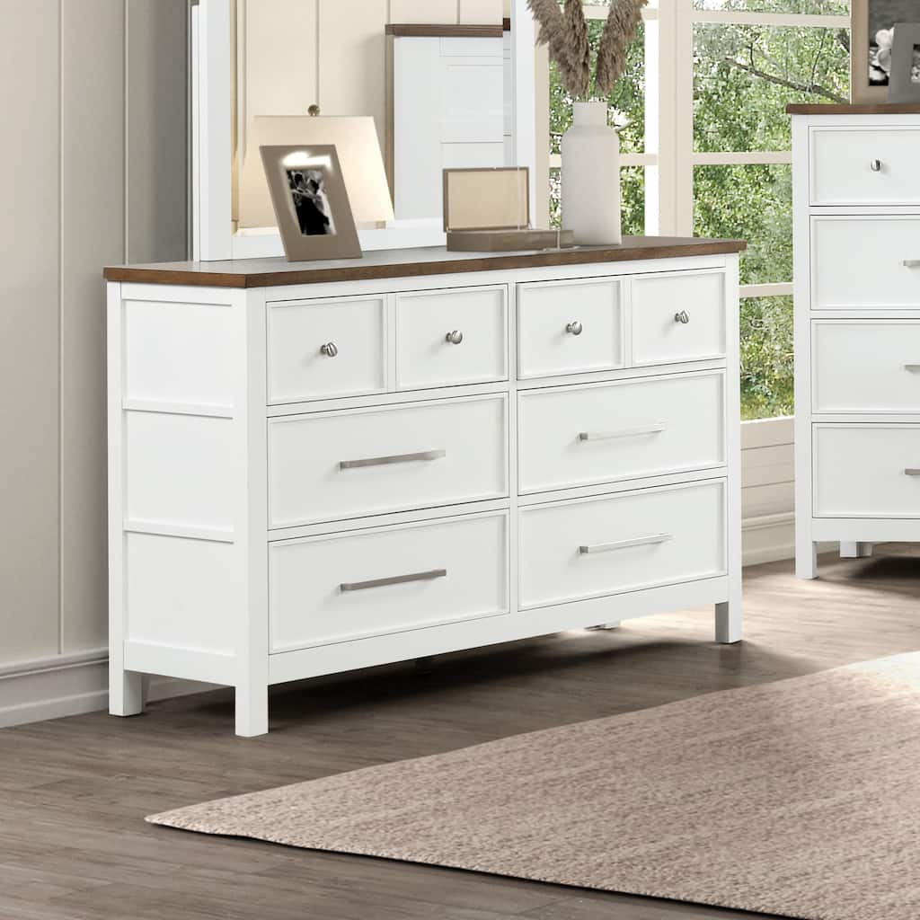 Furniture of America Althea Modern Farmhouse 6-Drawer Solid Wood Dresser