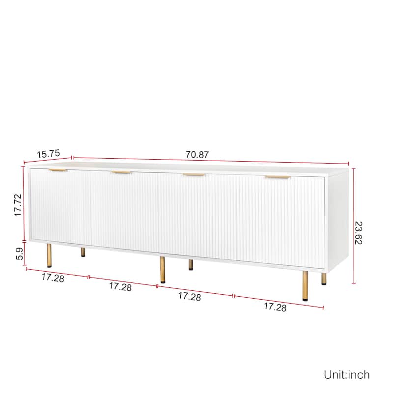 Modern Warm White 70.87" TV Stand for 80 Inch TVs, MDF Media Console Cabinet for Living Room or Bedroom