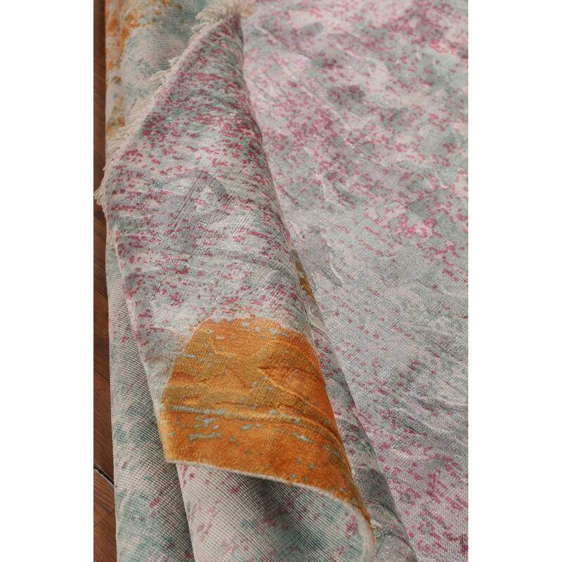 Contemporary Indian Area Rug Handmade Abstract Wool Carpet - 5'7"x 8'0"