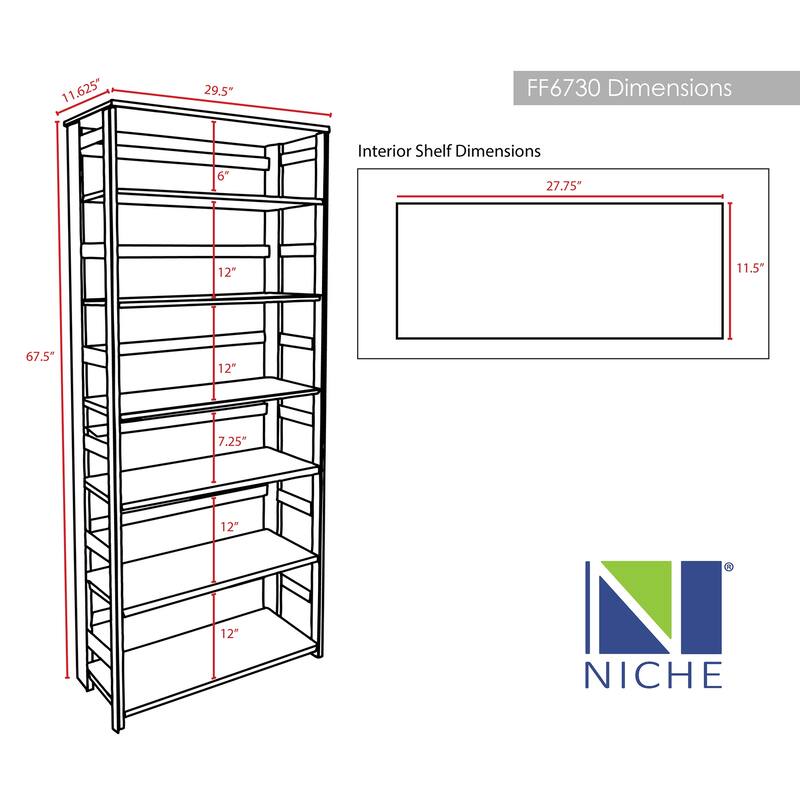 Fairway 67" High Folding Bookcase- Mocha Walnut