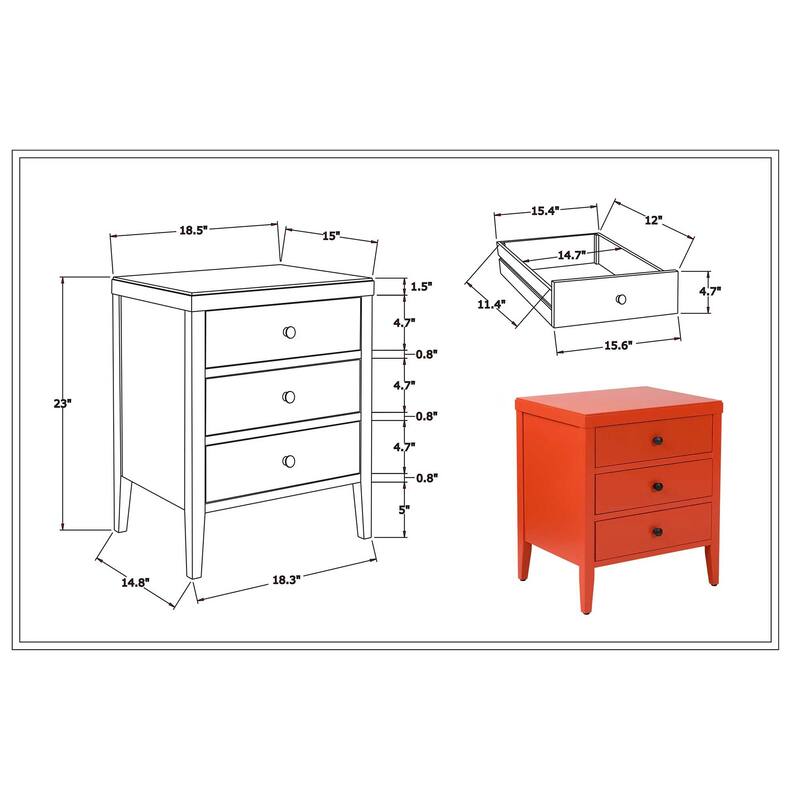Painted Wood Storage Nightstand With Drawers by East at Main