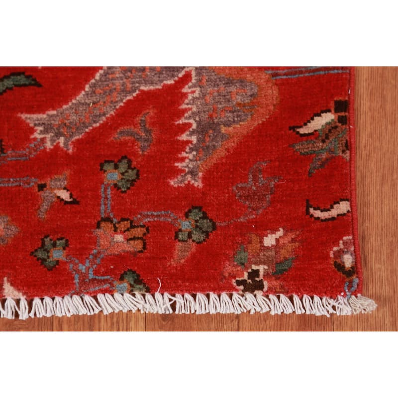 Animals Design Red Kazak Oriental Accent Rug Hand-Knotted Wool Carpet - 2'0" x 3'0"