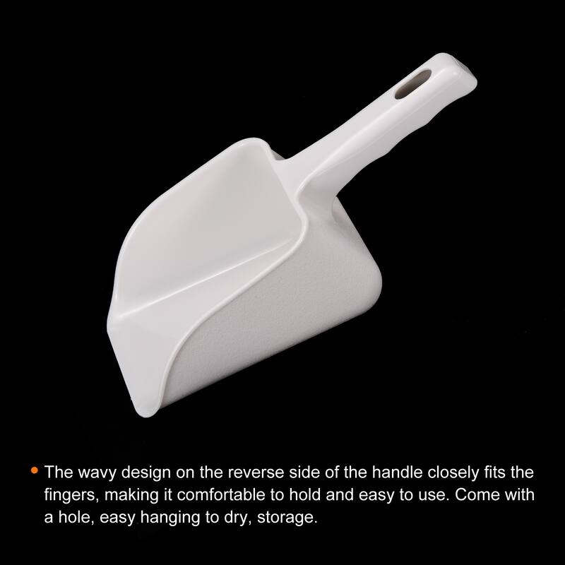 2Pcs Ice Scoop ABS 9.06x3.54" Small Ice Maker Flour Cereal Sugar Handle Shovel - White