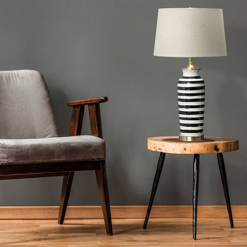 Ceramic Table Lamp with Brushed Accents