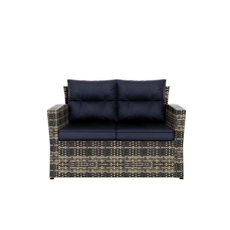 Cruz 4-Piece Outdoor Wicker Cushioned Patio Set and Storage Table