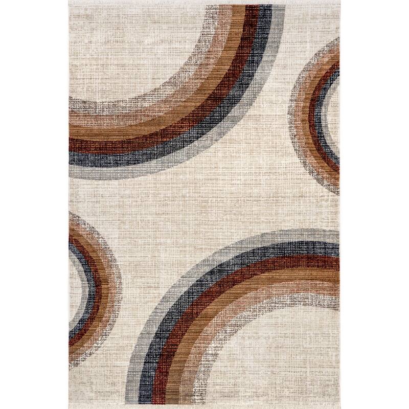 Nuloom Waverley Distressed Circles Fringe Area Rug