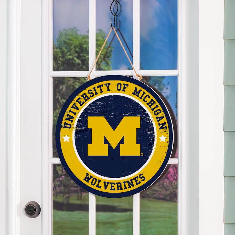 University Of Michigan Wooden Door Decor Wall Sign - Multi-Color