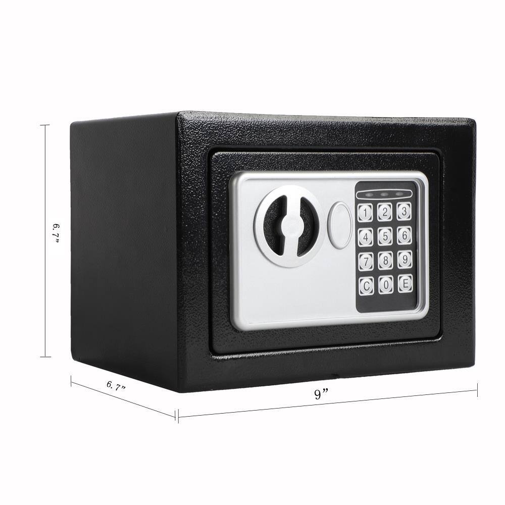 Steel Digital Electronic Safes, Keypad and Key Lock, Black Bed Bath
