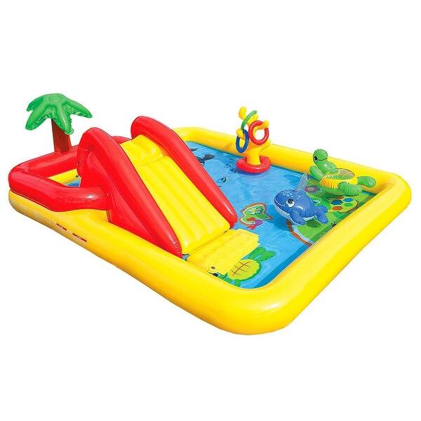 Intex 100x77 Inch Inflatable Ocean Play Center & 8.5x5.75 Inch Pool for 2-3 Kids - 14.8