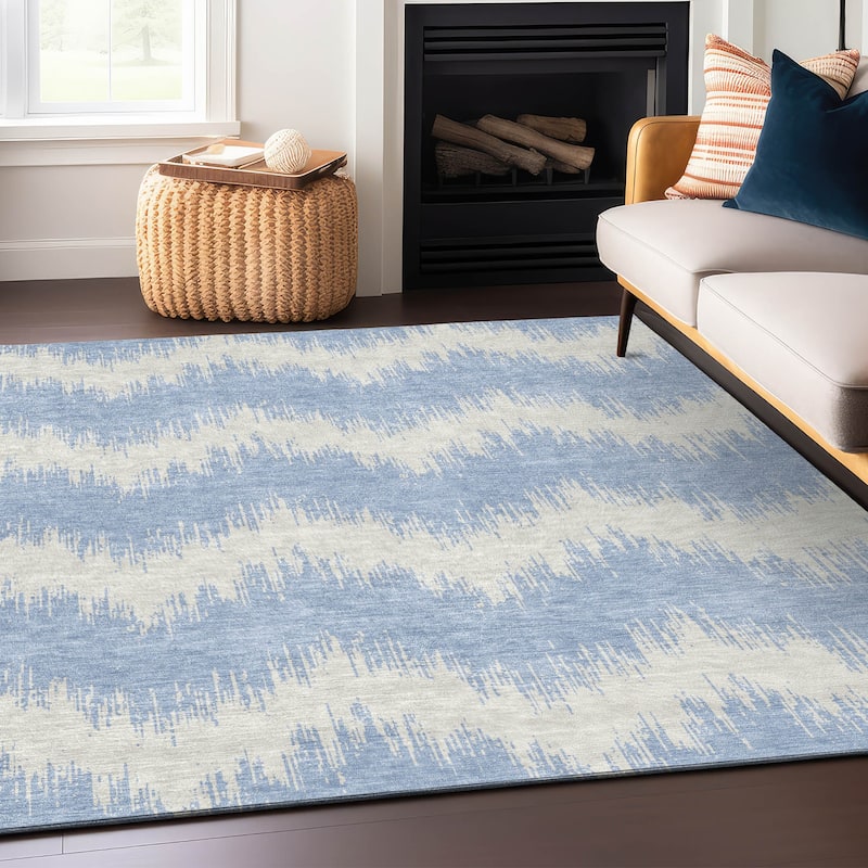Machine Washable Indoor/ Outdoor Chantille Chevron Modern Rug