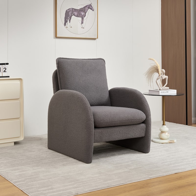 28.35" Upholstered Arm Chair with Ergonomic Design - Gray