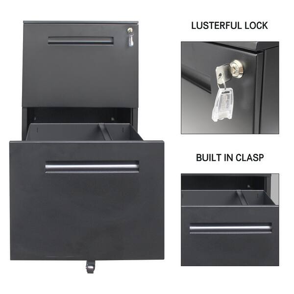 Shop Black 2 Drawer Movable File Cabinet Overstock 32222411